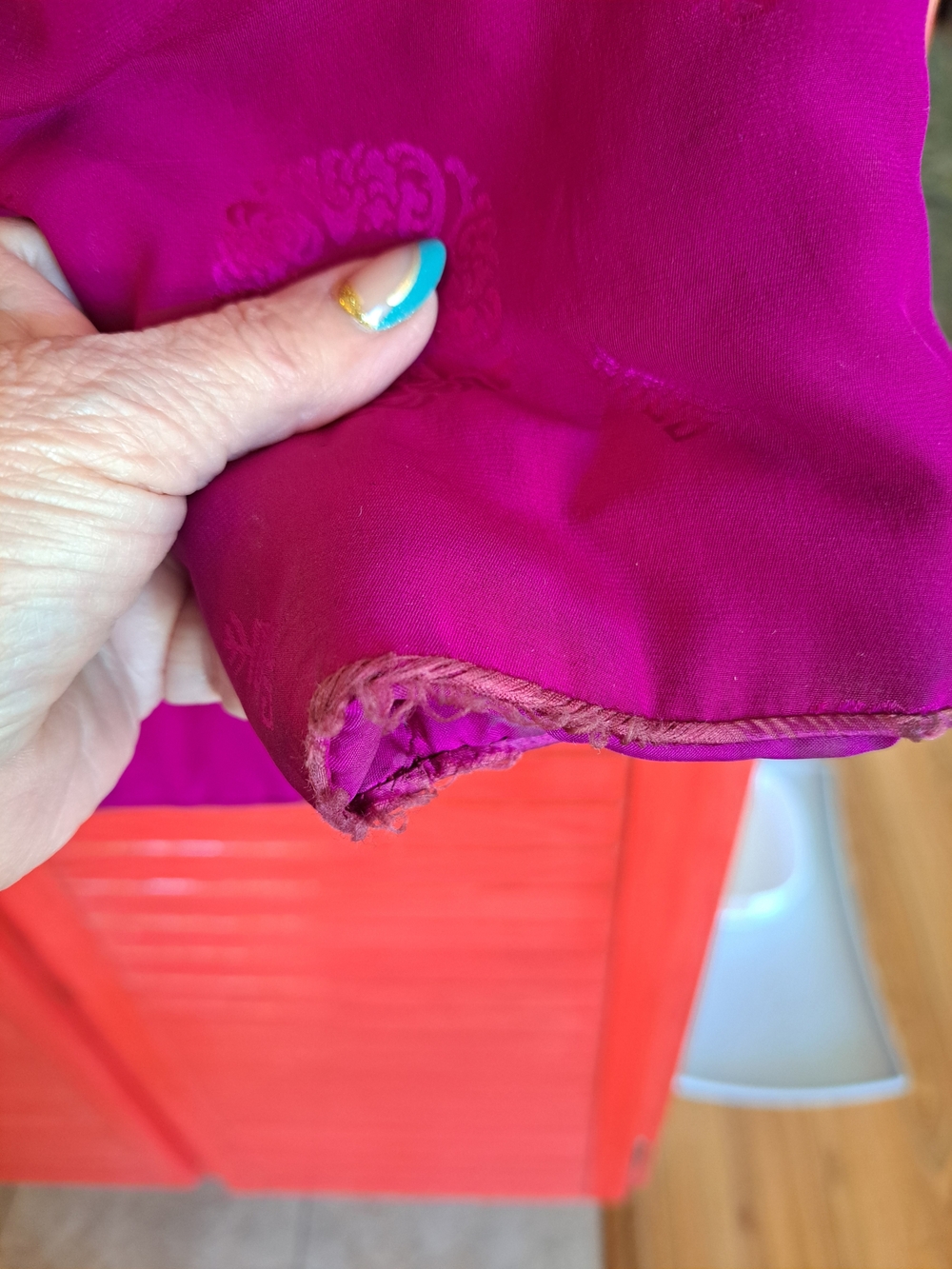Vintage Fuchsia Mandarin Collar Jacket - Double Horse See Description Silk - Picture 9 of 9